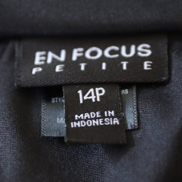 En Focus Petite Black and Aqua Striped Scoop Neck Sleeveless Swing Dress Size 14 - Picture 2 of 13